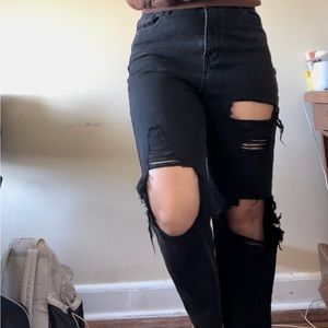 PRETTYLITTLETHING Straight High Waisted Ripped Jeans